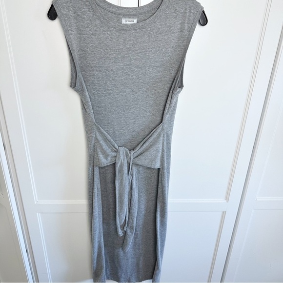 SUSINA Sleeveless Gray T-shirt Tie Waist Dress Cotton Blend Small - Picture 2 of 13